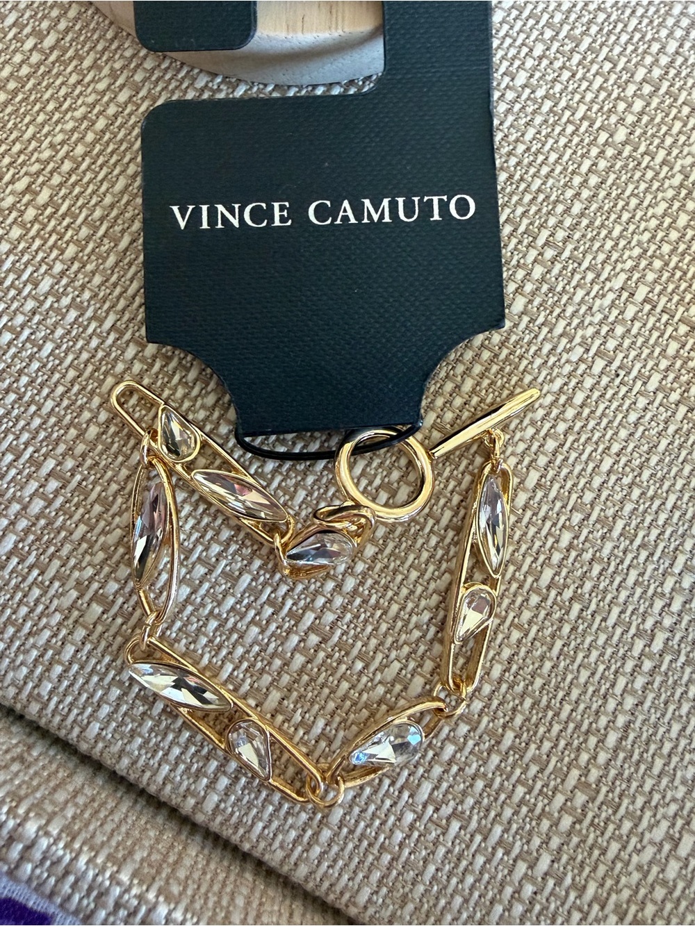 Vince Camuto Gold Crystal Link Toggle Bracelet